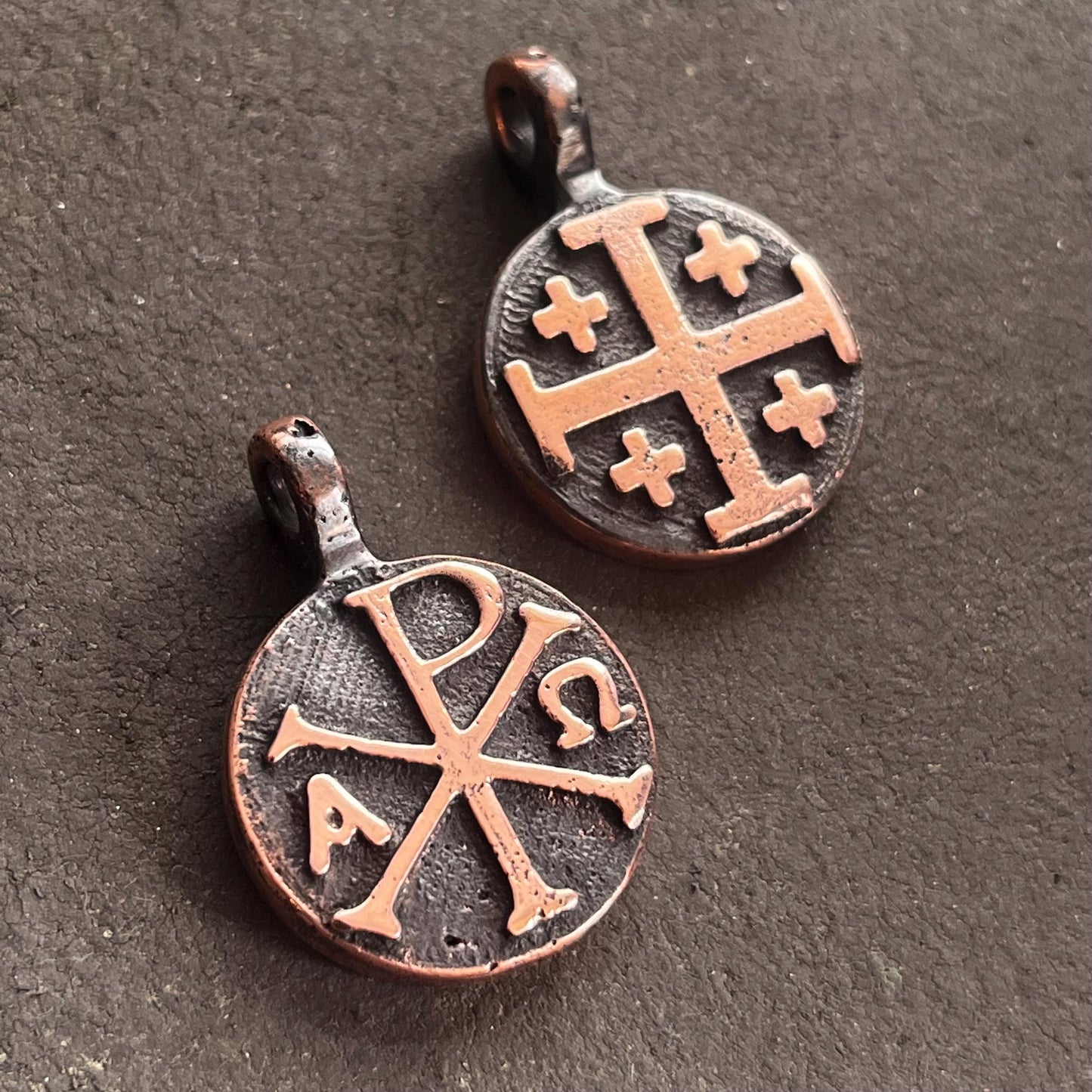 Copper Jerusalem Cross / Crusader Cross Pendant. Made in America. Hand forged in Montana