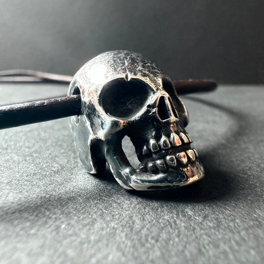 999+ Pure Silver Skull Pendant. Made in America. hand forged in Montana.