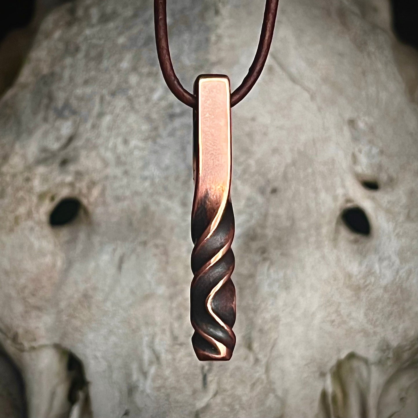 Copper Twisted Bar Pendant. Made in America. Hand Forged in Montana