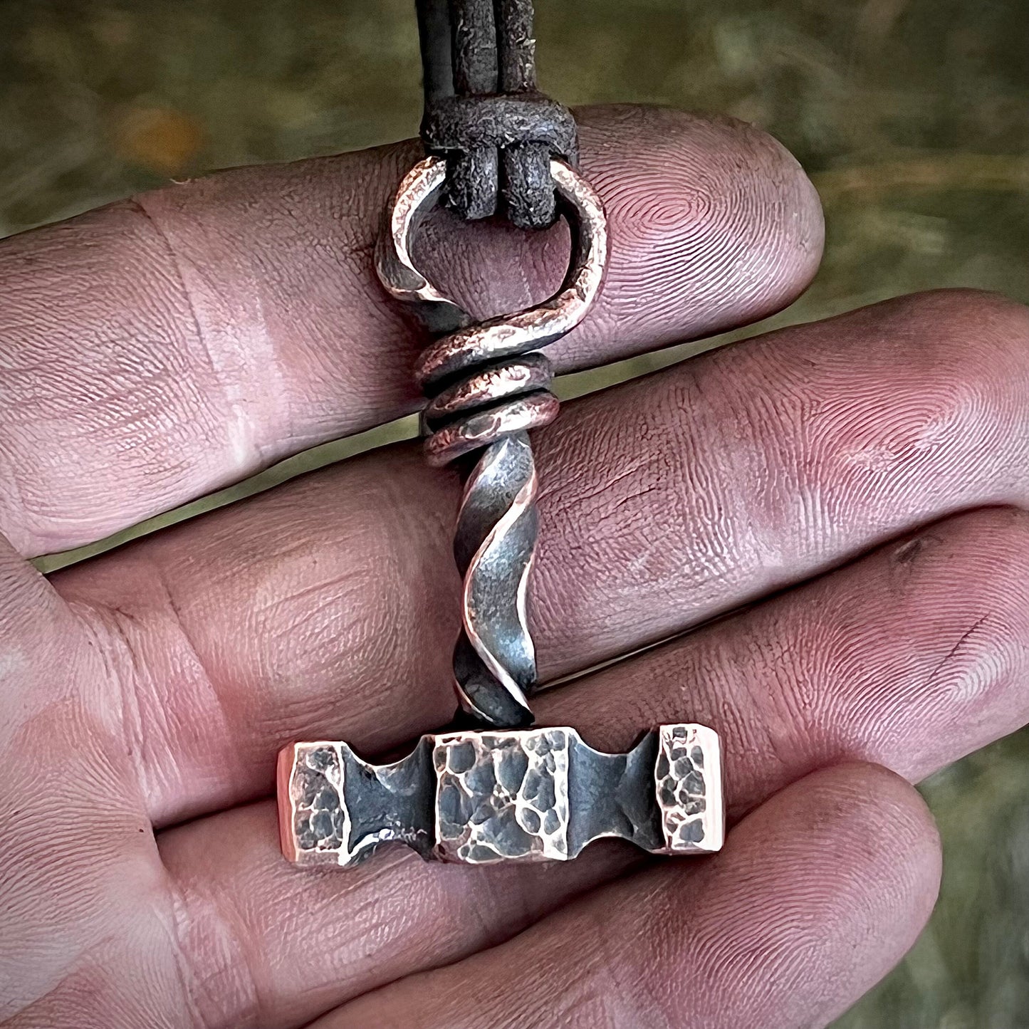 Copper Thor’s Hammer. Mjölnir Pendant. Made in America. Hand forged in Montana