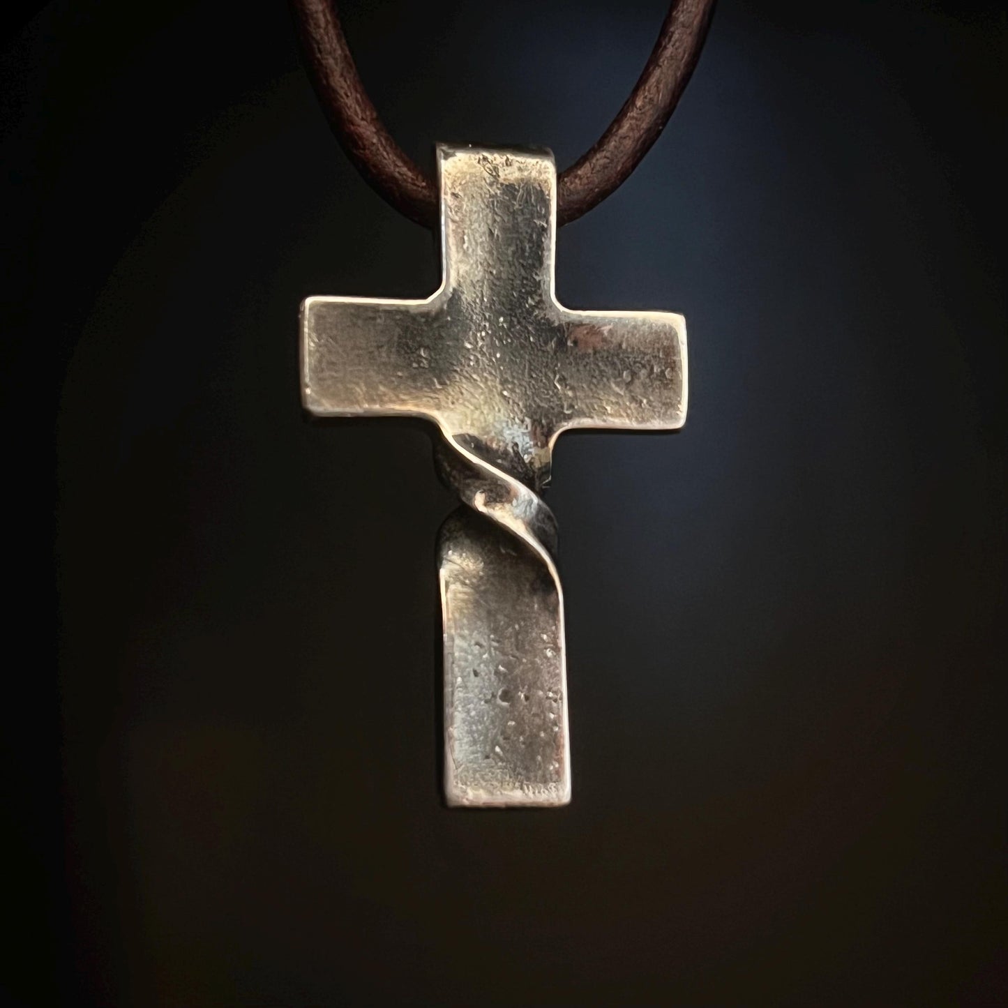 999+ Pure Silver Twisted CROSS PENDANT. Made in America. Hand forged in Montana