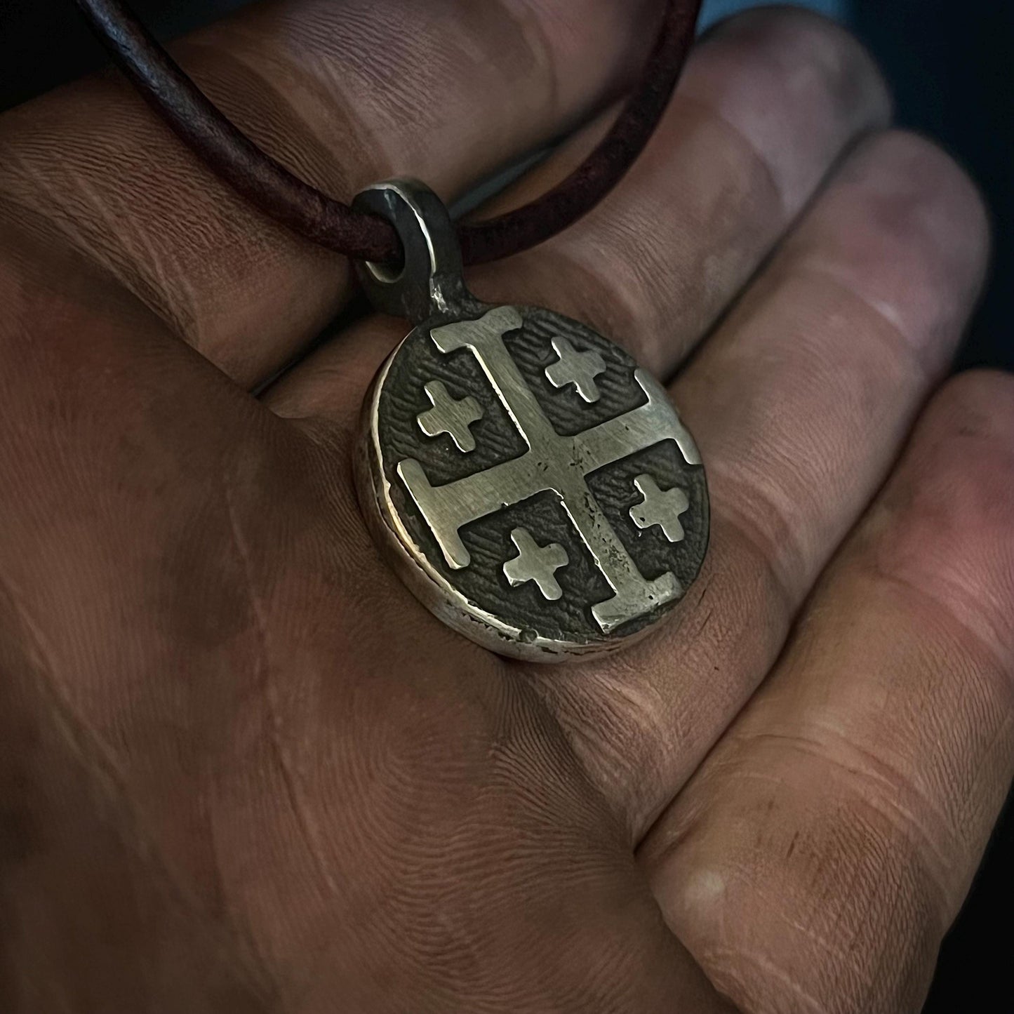 999+ Pure Silver Jerusalem Cross / Crusader Cross Pendant.    Made in America. hand forged in Montana.