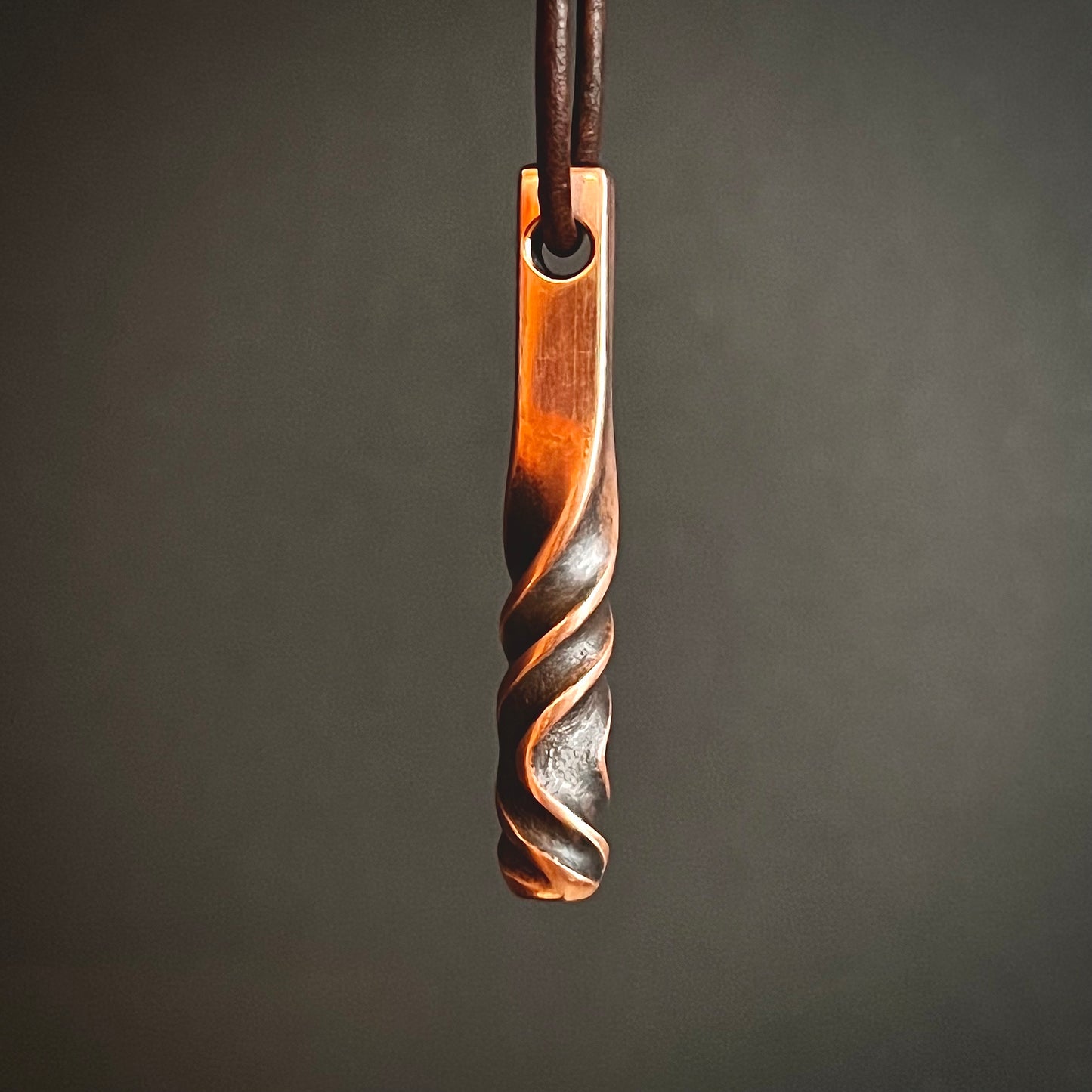 Copper Twisted Bar Pendant. Made in America. Hand Forged in Montana