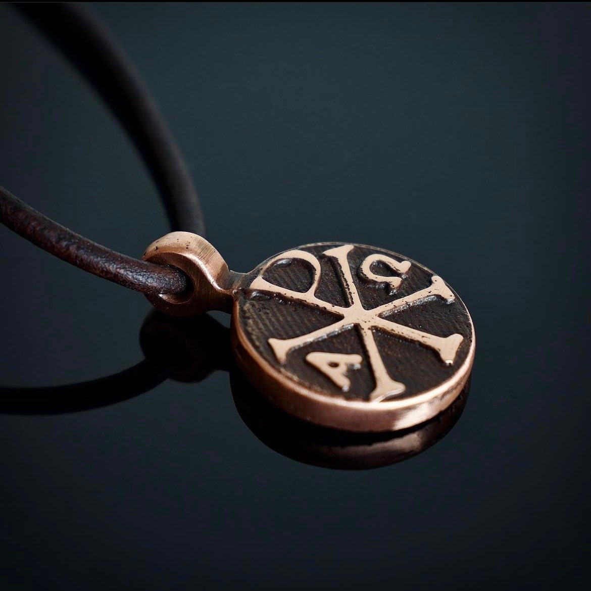 Copper Chi Rho Pendant. Made in America. Hand forged in Montana