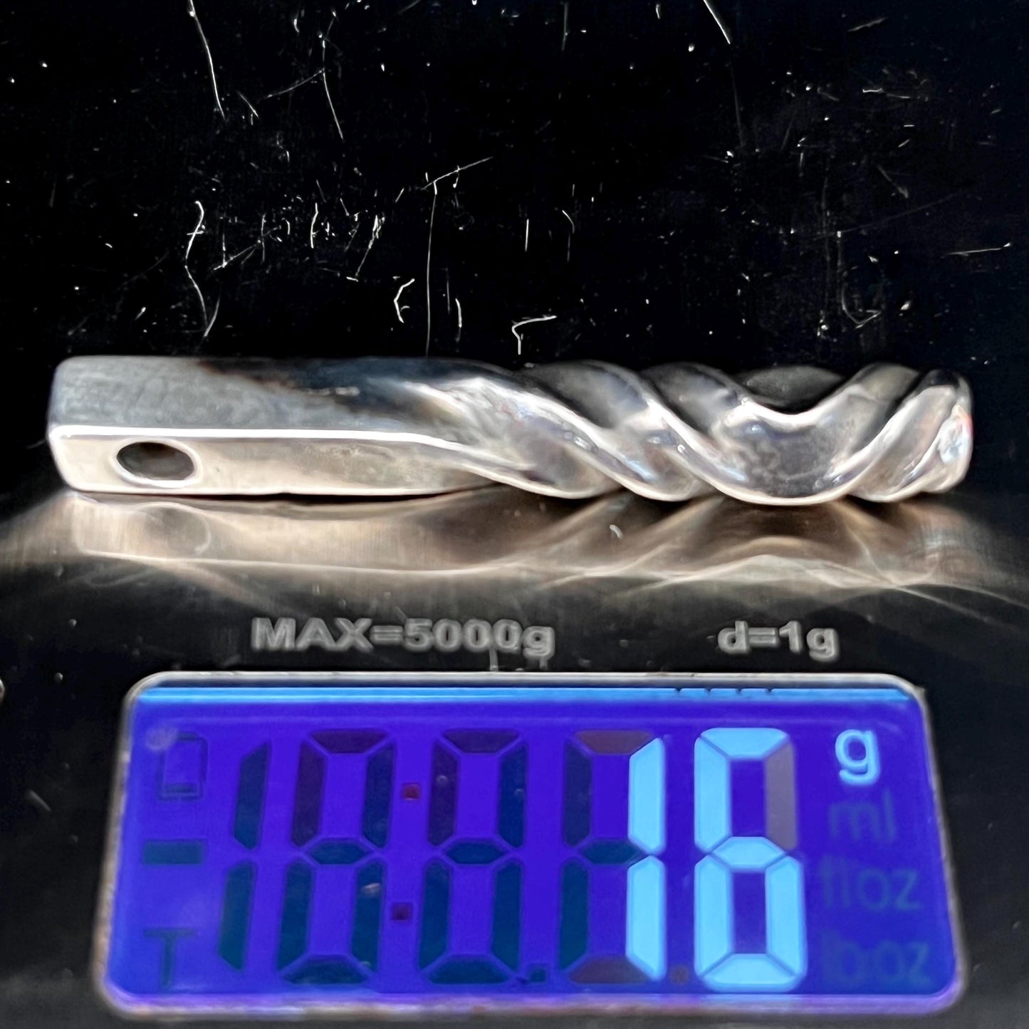 999+ Pure Silver Twisted Bar Pendant. Made in America. hand forged in Montana.