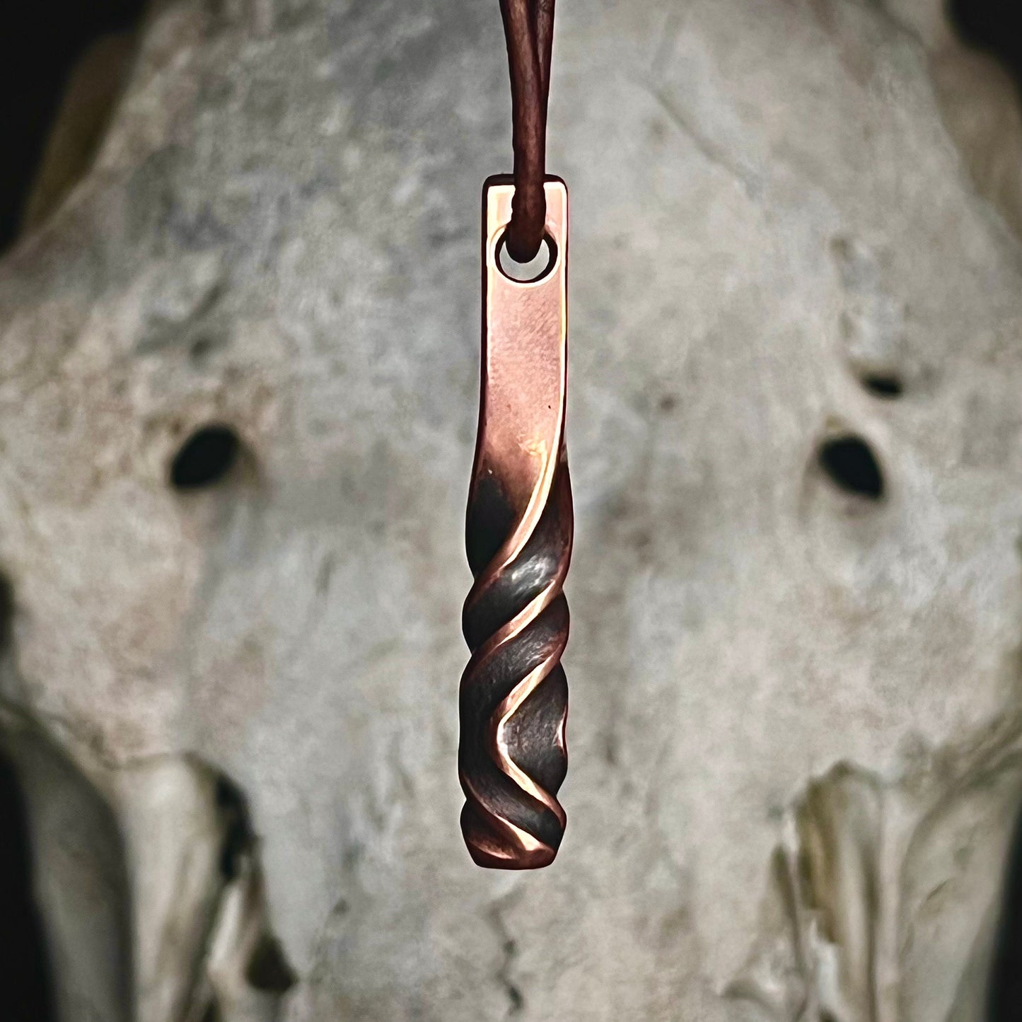 Copper Twisted Bar Pendant. Made in America. Hand Forged in Montana