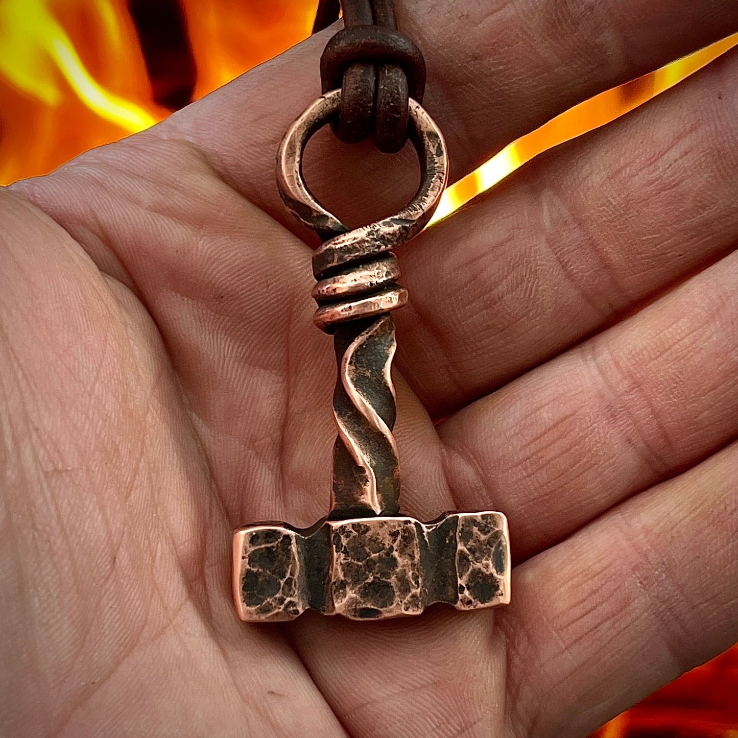 Copper Thor’s Hammer. Mjölnir Pendant. Made in America. Hand forged in Montana