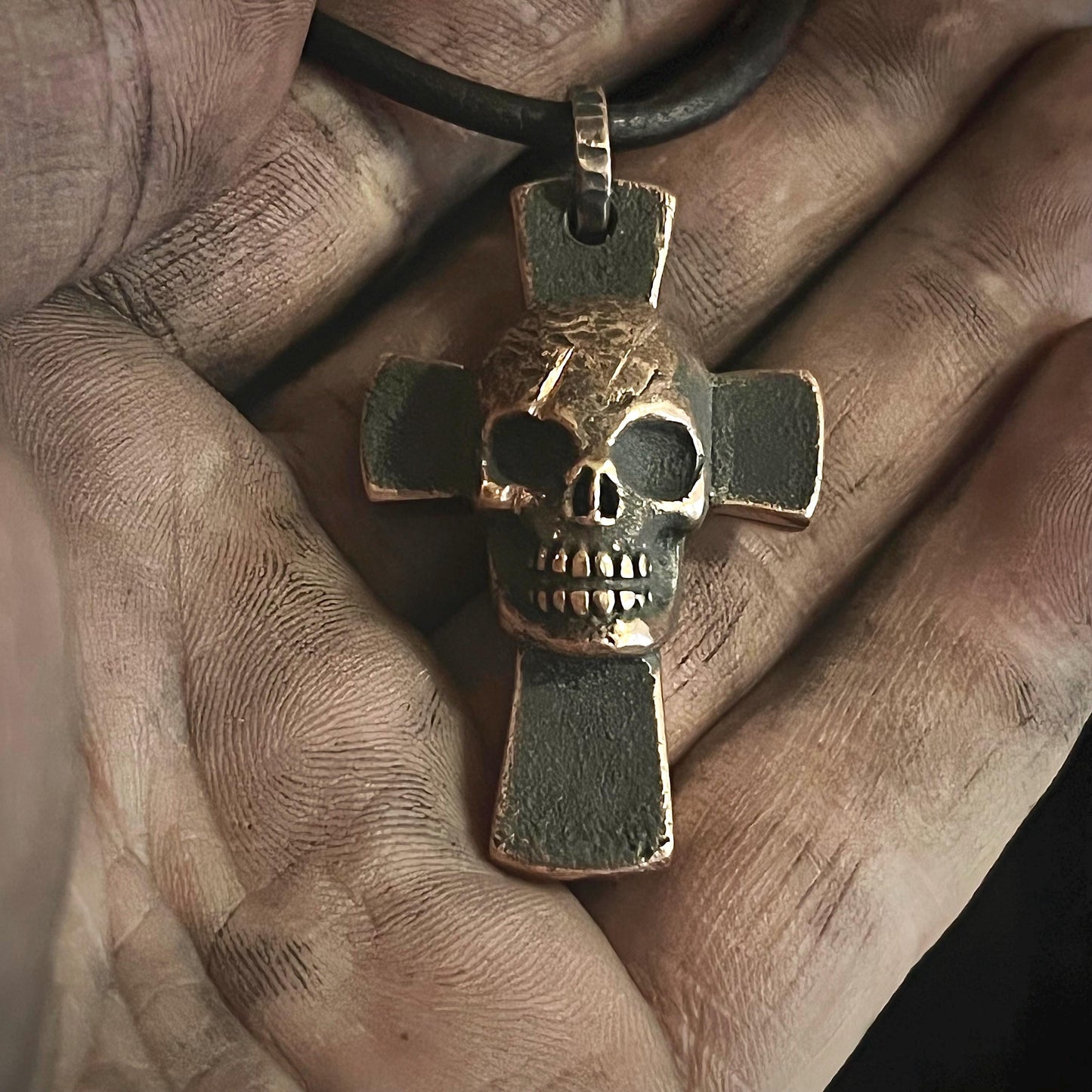 Copper Golgotha Cross Pendant. Made in America. Hand forged in Montana