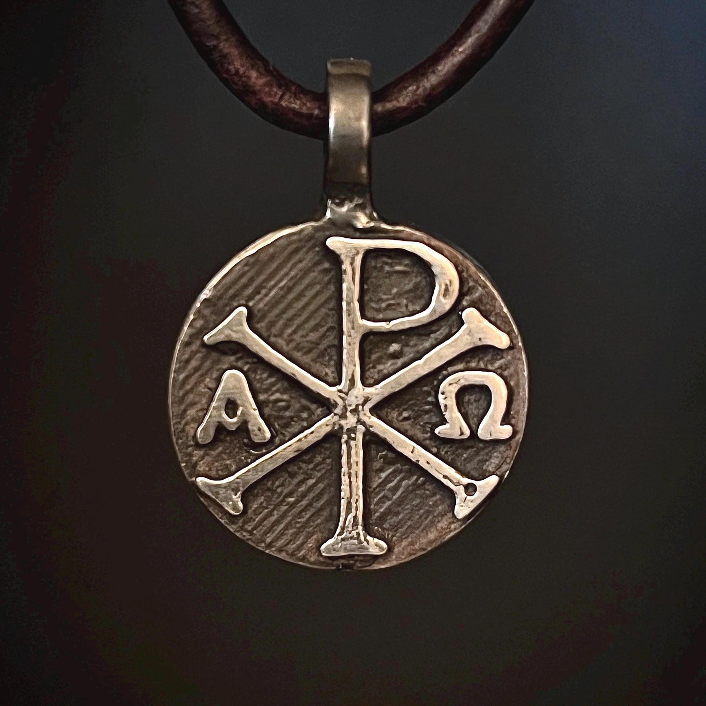 999+ Pure Silver Chi Rho Pendant. Made in America. hand forged in Montana.