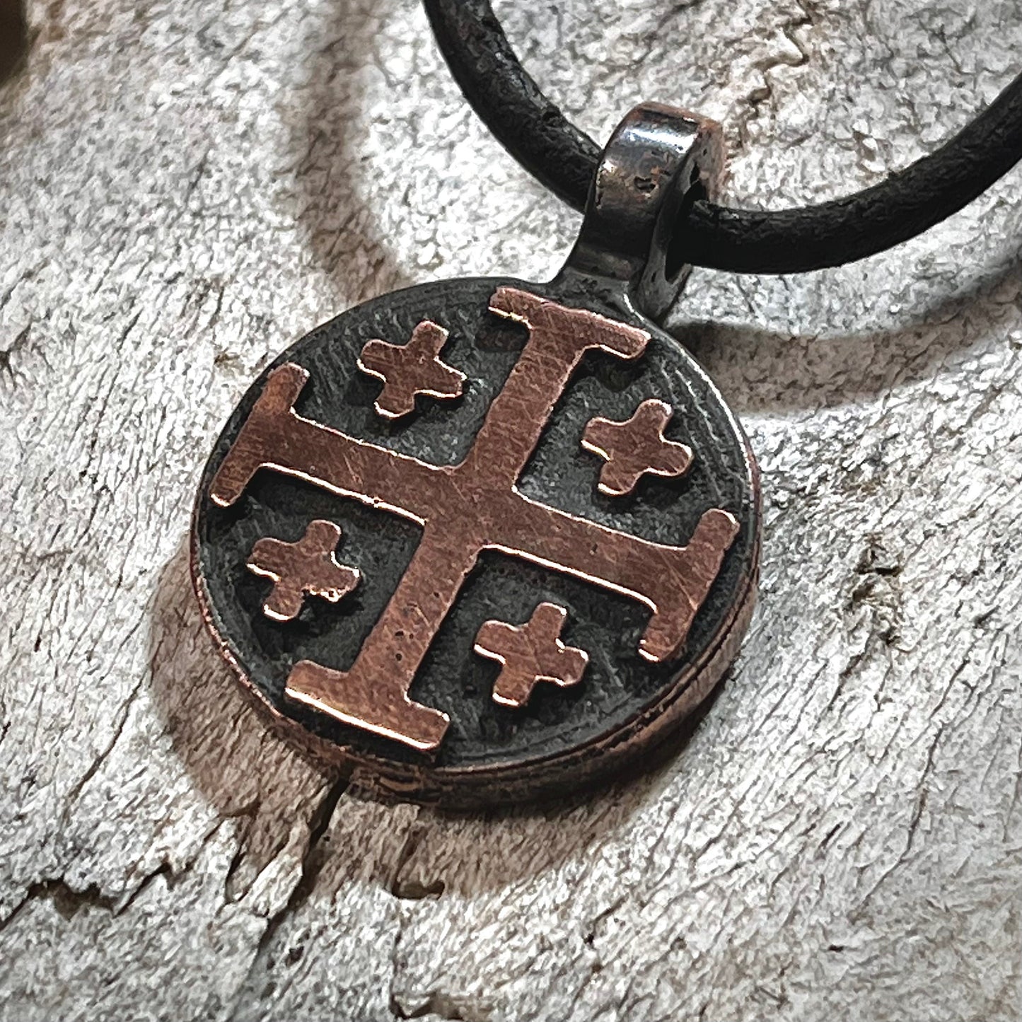 Copper Jerusalem Cross / Crusader Cross Pendant. Made in America. Hand forged in Montana