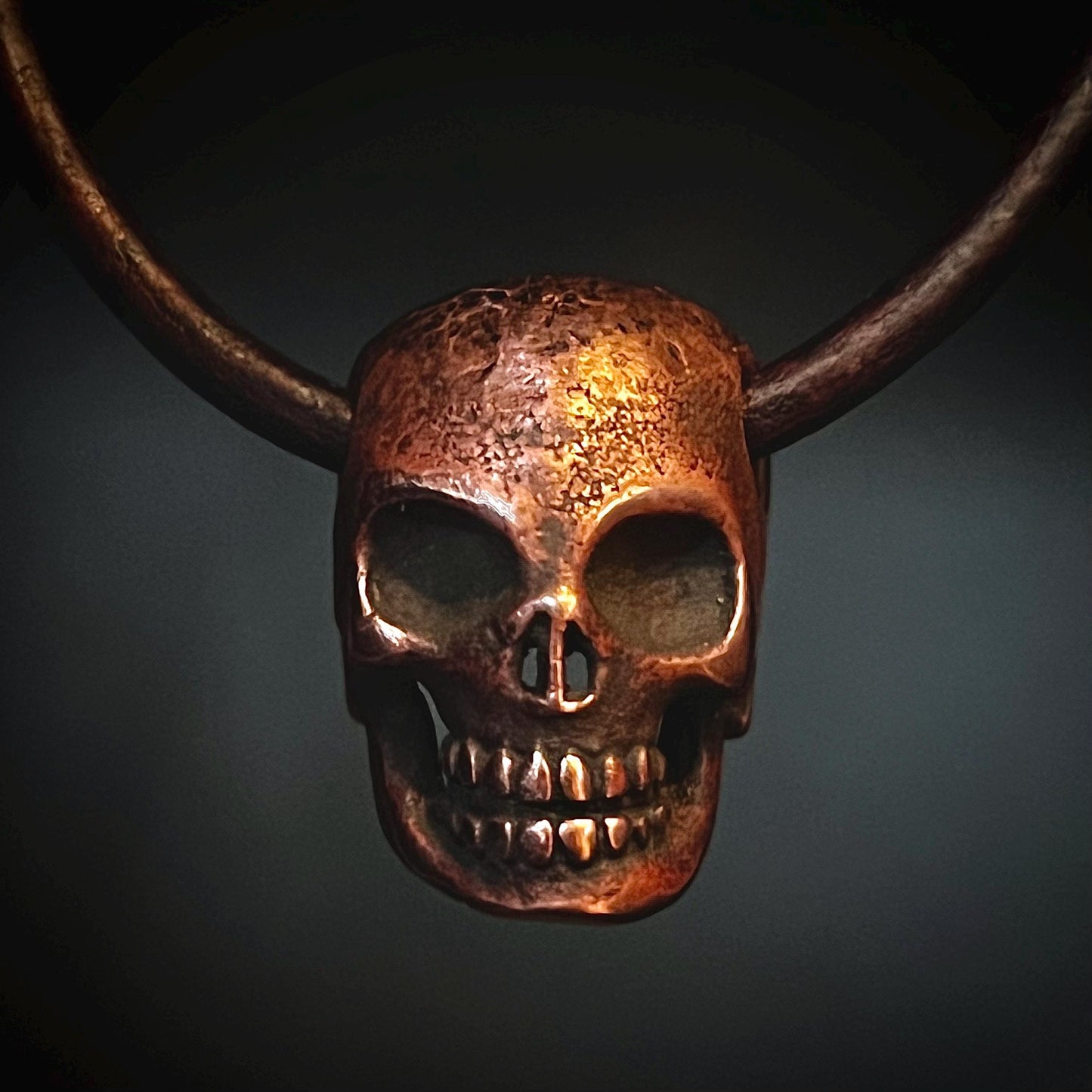 Copper Skull Pendant. Made in America. Hand forged in Montana