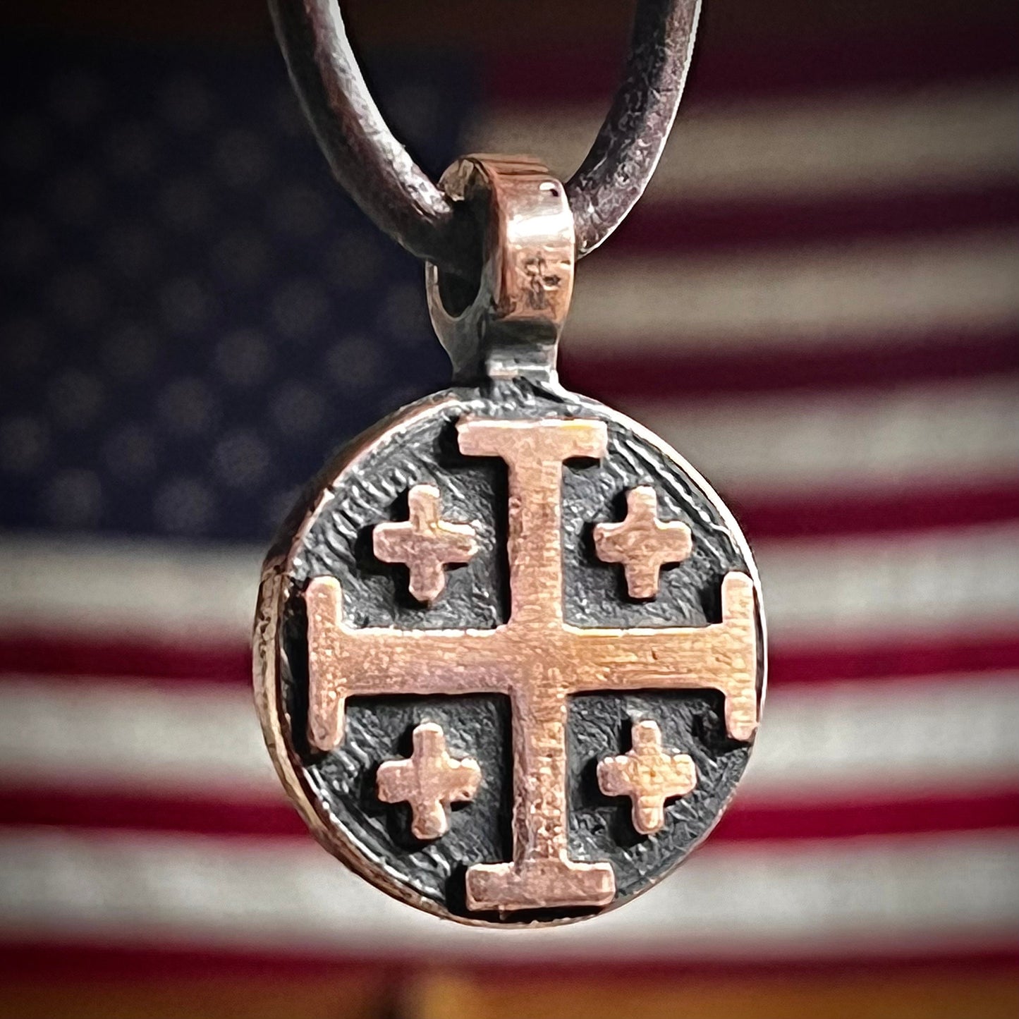 Copper Jerusalem Cross / Crusader Cross Pendant. Made in America. Hand forged in Montana