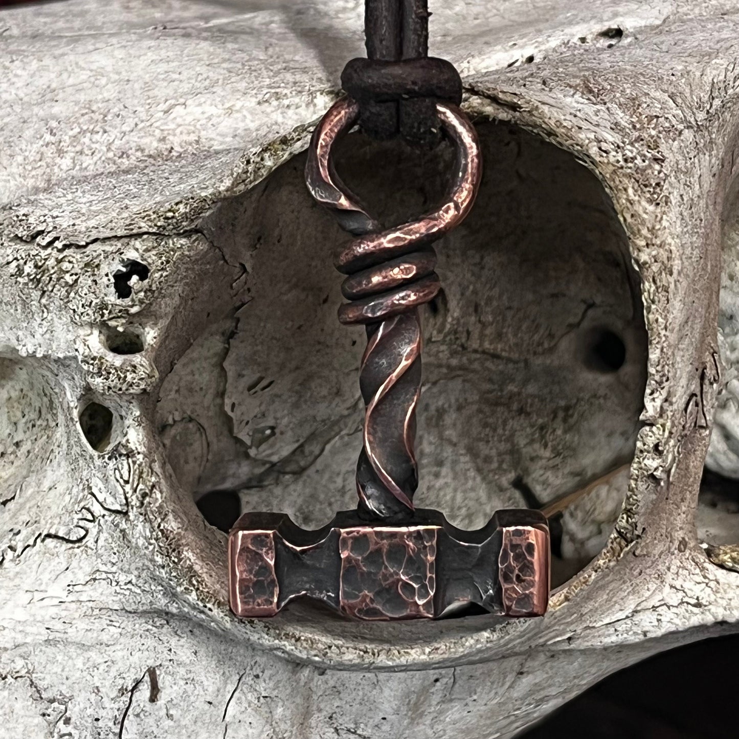 Copper Thor’s Hammer. Mjölnir Pendant. Made in America. Hand forged in Montana