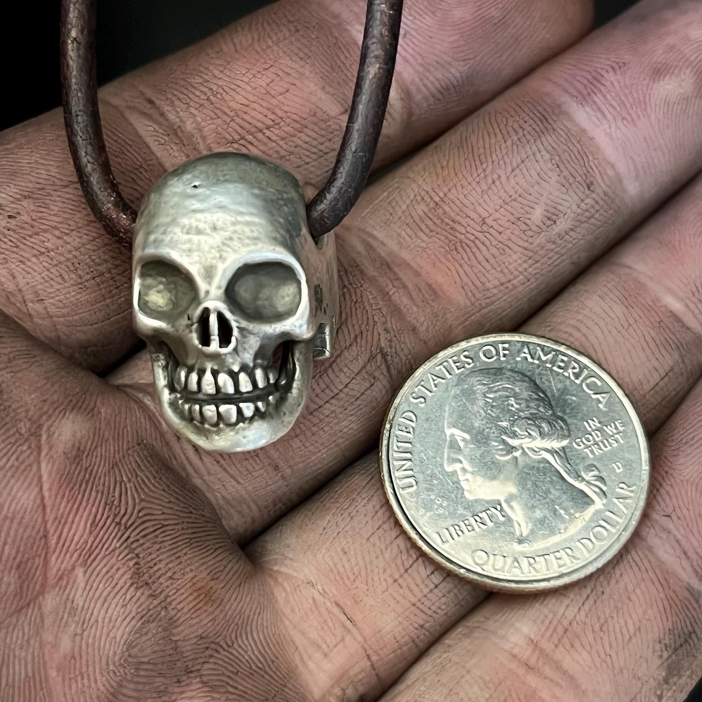 999+ Pure Silver Skull Pendant. Made in America. hand forged in Montana.