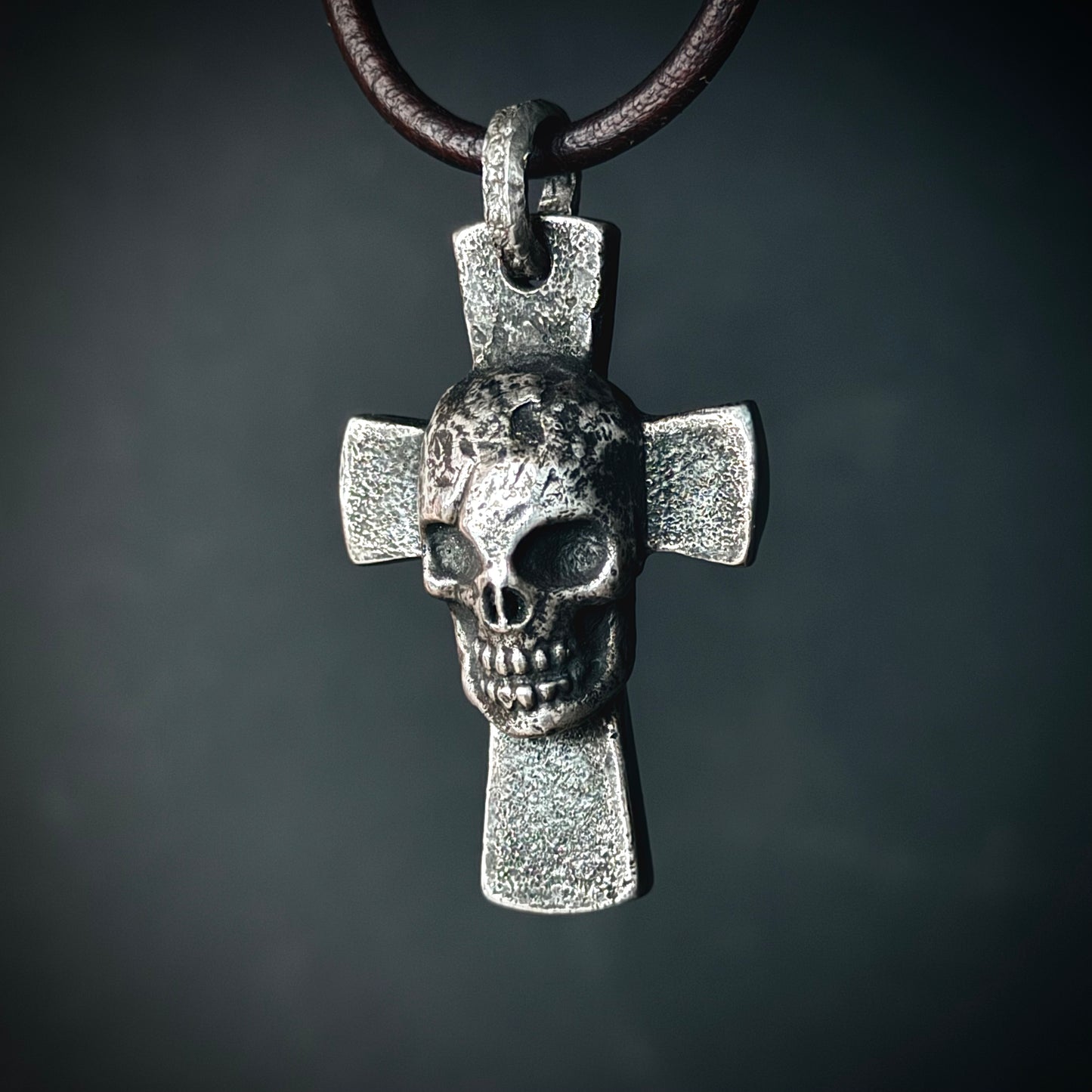 999+ Pure Silver, Golgotha Cross Pendant. Memento Mori. Made in America. Hand forged in Montana