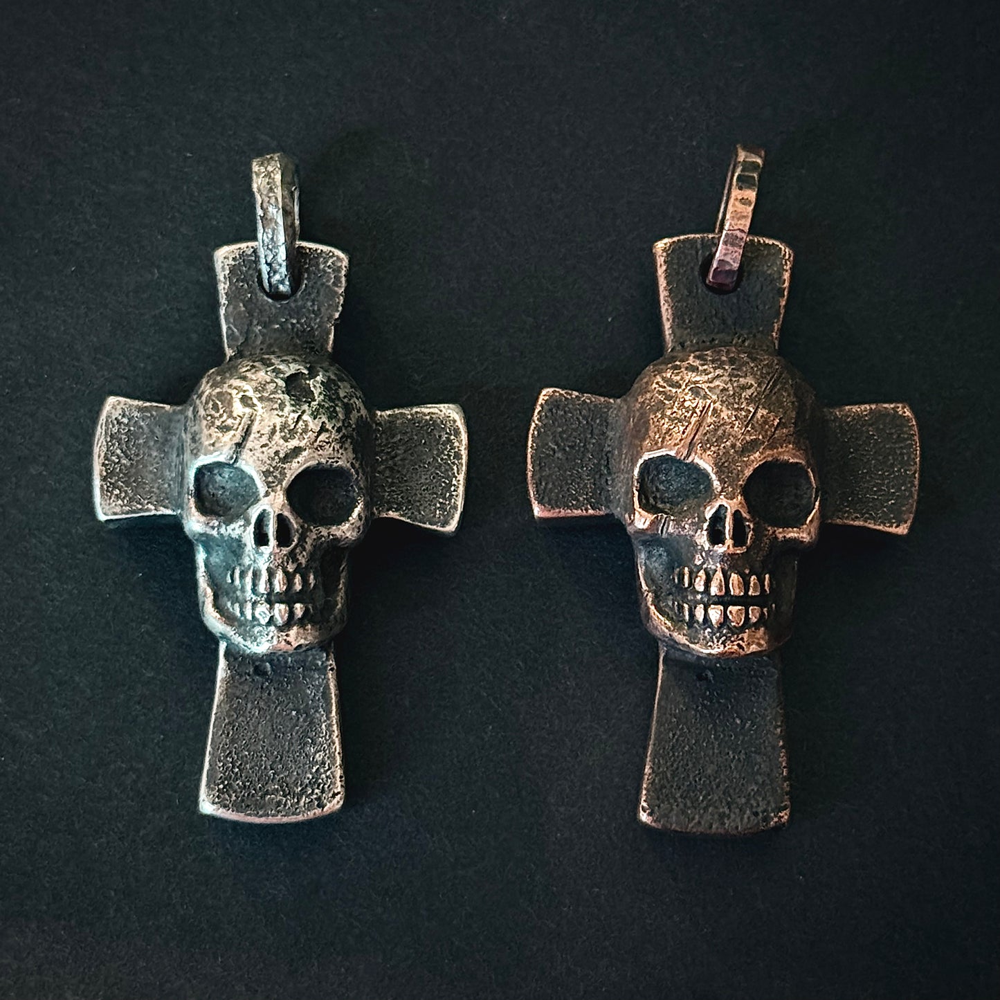 999+ Pure Silver, Golgotha Cross Pendant. Memento Mori. Made in America. Hand forged in Montana