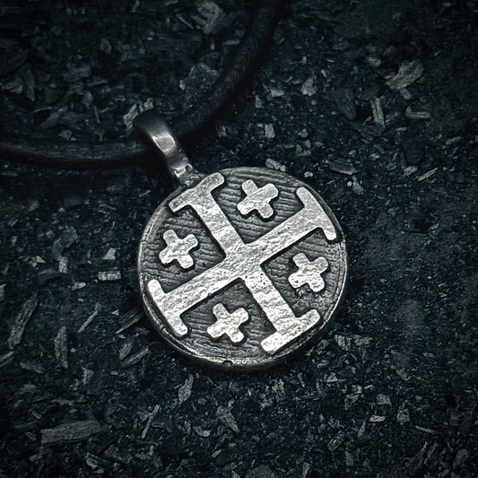 999+ Pure Silver Jerusalem Cross / Crusader Cross Pendant.    Made in America. hand forged in Montana.