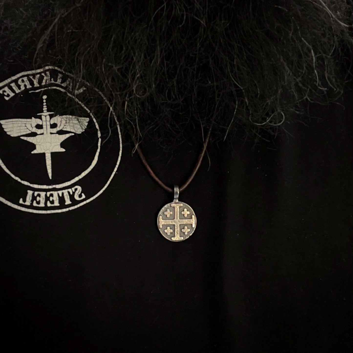 999+ Pure Silver Jerusalem Cross / Crusader Cross Pendant.    Made in America. hand forged in Montana.