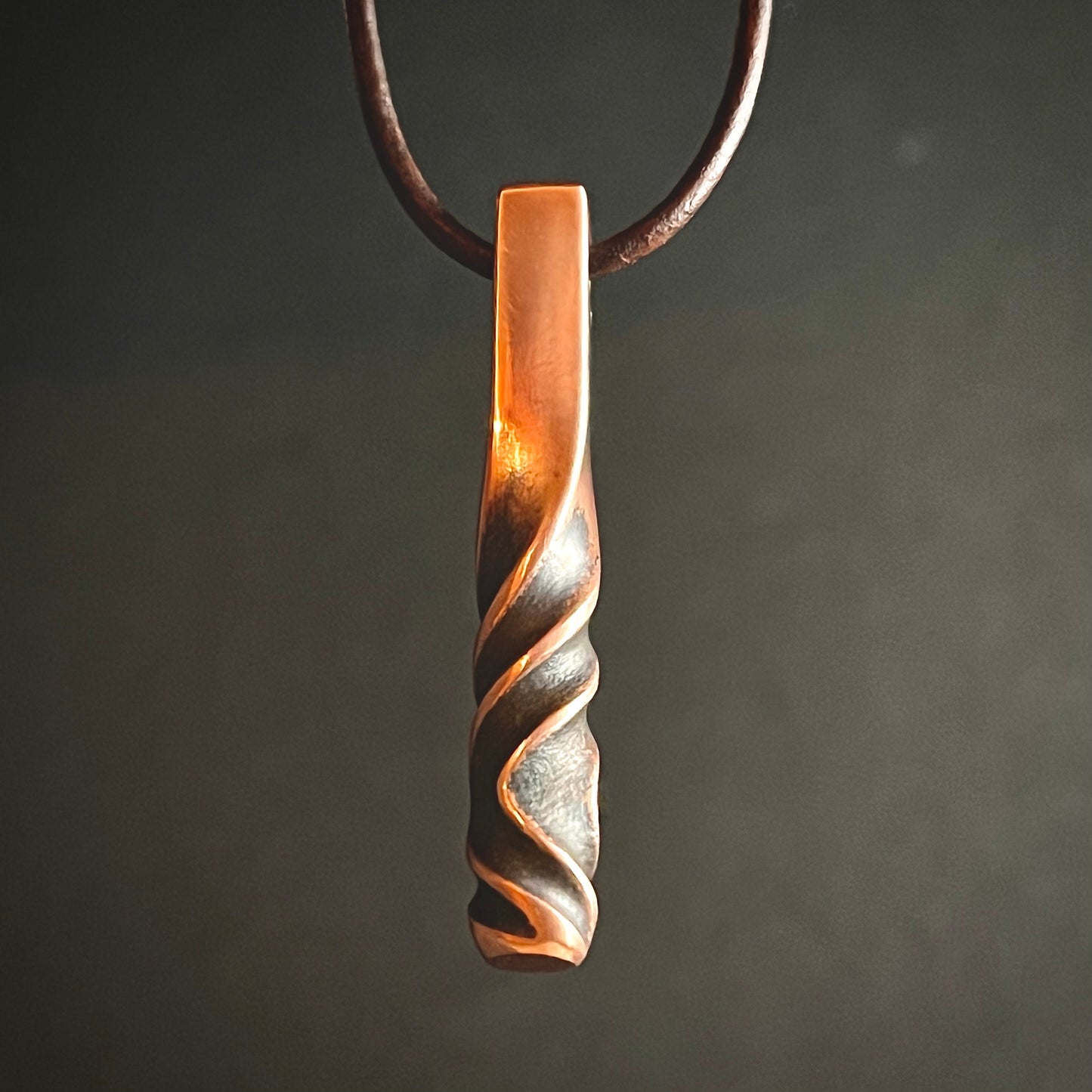 Copper Twisted Bar Pendant. Made in America. Hand Forged in Montana