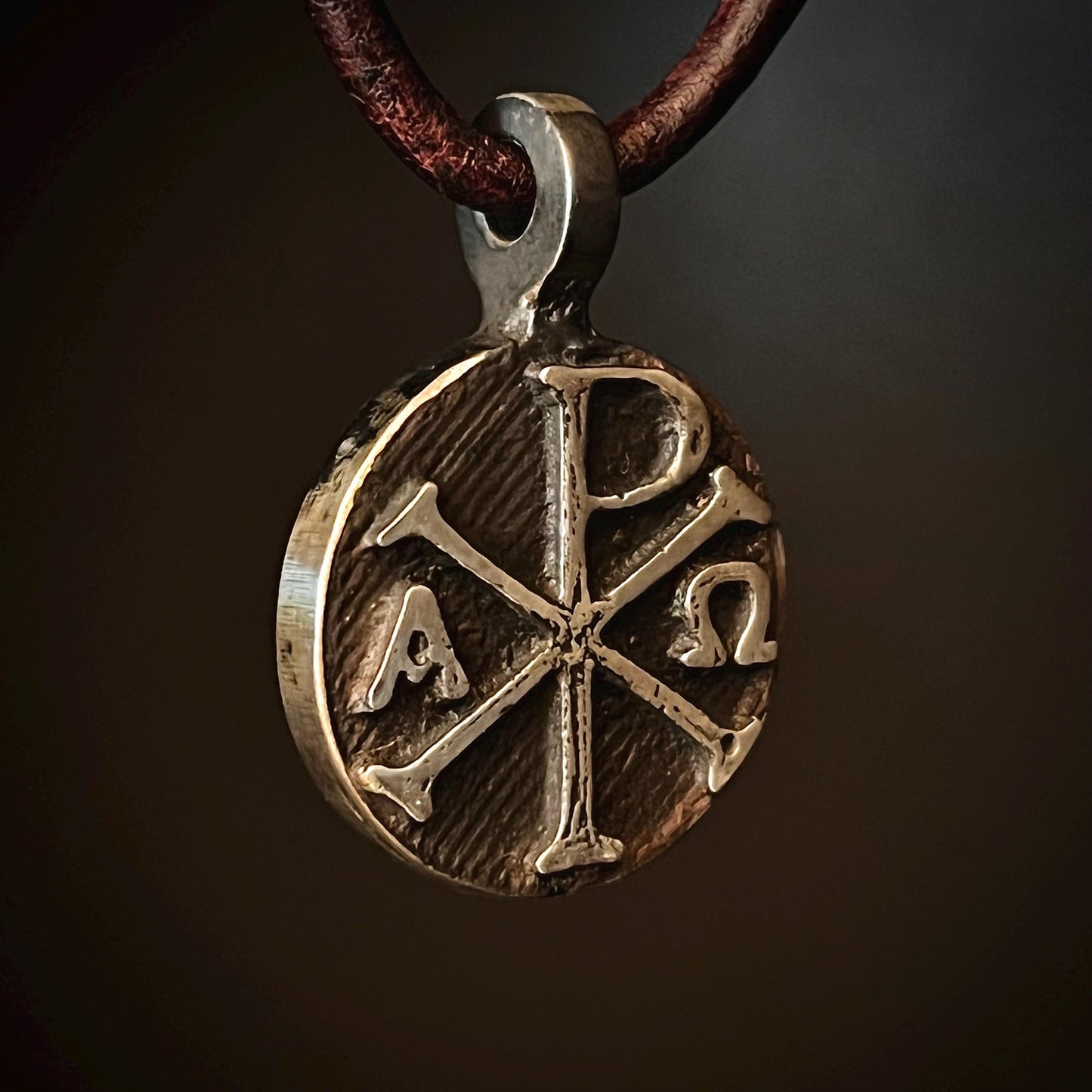 999+ Pure Silver Chi Rho Pendant. Made in America. hand forged in Montana.