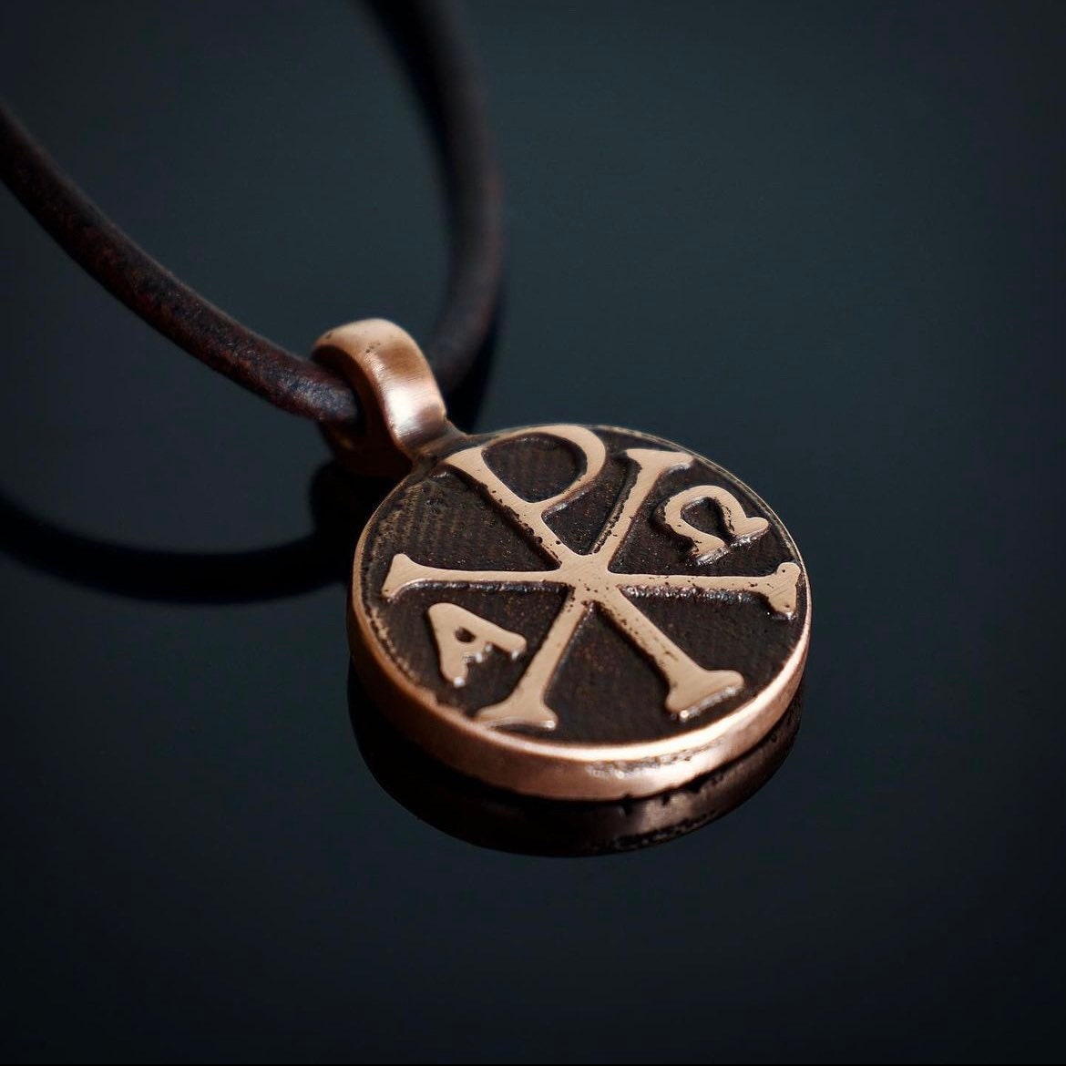 Copper Chi Rho Pendant. Made in America. Hand forged in Montana