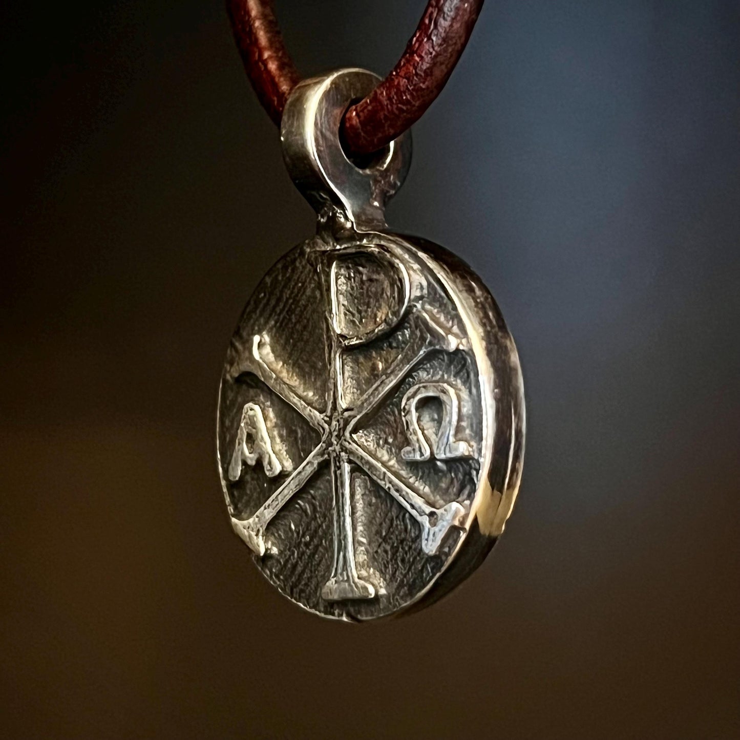 999+ Pure Silver Chi Rho Pendant. Made in America. hand forged in Montana.