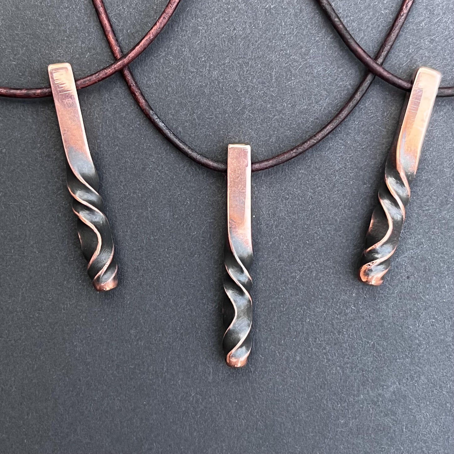 Copper Twisted Bar Pendant. Made in America. Hand Forged in Montana