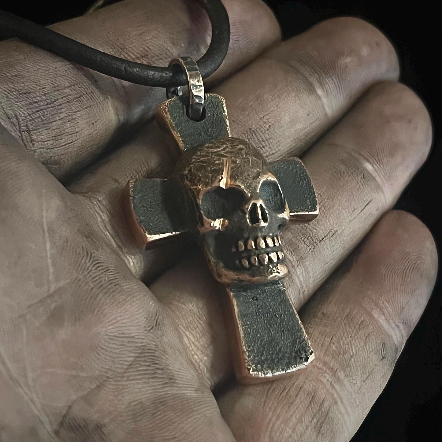 Copper Golgotha Cross Pendant. Made in America. Hand forged in Montana