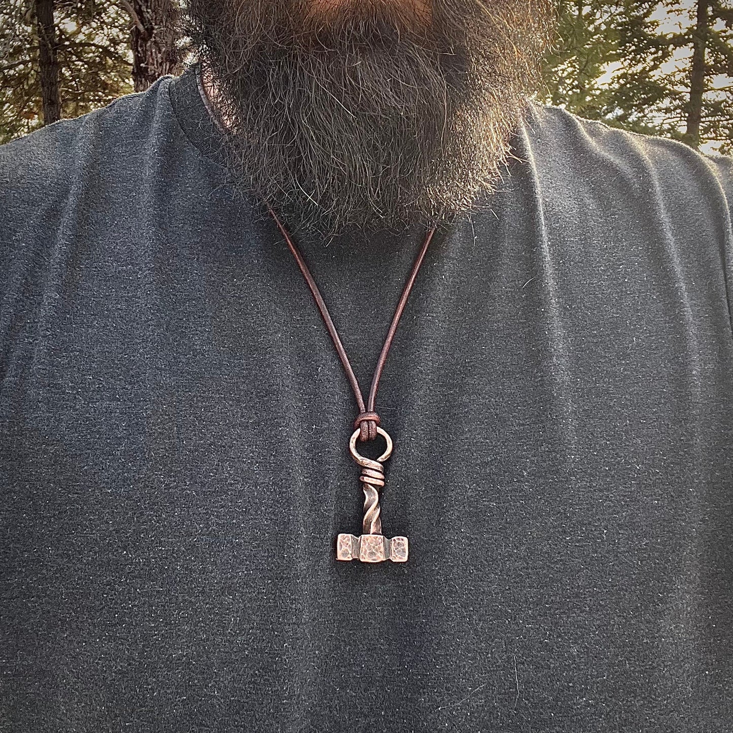 Copper Thor’s Hammer. Mjölnir Pendant. Made in America. Hand forged in Montana